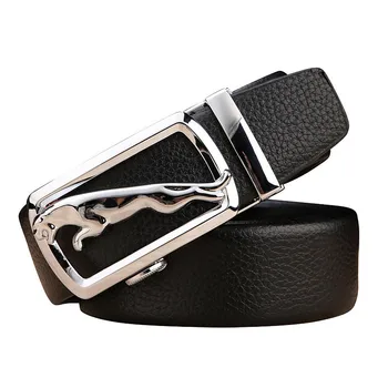 

Leopard Hollow Out Genuine Leather Mens Waist Belts Automatic Metal Buckle Men Belt Business Gift Harajuku Ceinture Homme Riem