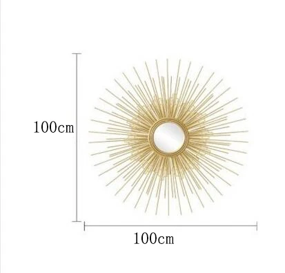 Европейский кованого железа настенный Золотой Солнечный цветок декоративные зеркала Декор для дома гостиной фон настенная украшение ручной работы