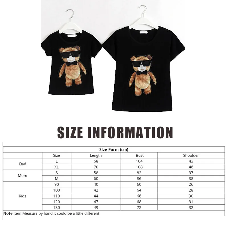 Yaoyao Bear хлопок пап и сыновей футболка с короткими рукавами модные класный медведь, летние хлопковые футболки с рисунком семейная одежда футболки Одежда для мамы и дочки