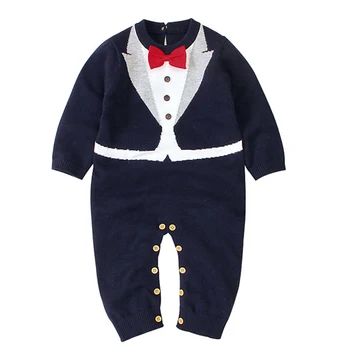 

Baby Rompers Newborn Gentleman Baby Jumpsuit Overall Long Sleevele Baby Boys Clothes Autumn Winter Knitted Girls Baby Clothes