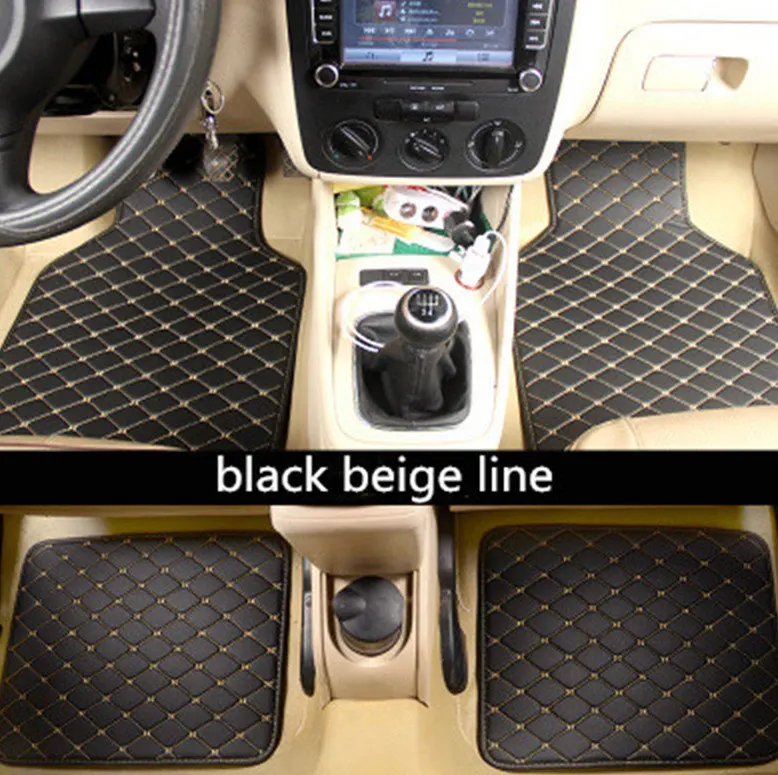 Автомобильный коврик для MINI Cooper R50 R52 R53 R56 R57 R58 F55 F56 F57 Countryman R60 F60 автомобильные аксессуары автомобильный коврик - Название цвета: black beige line