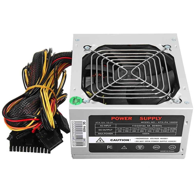 Max 1000W Atx источник питания тихий вентилятор для Intel Amd Pc Psu компьютер Шахтер США