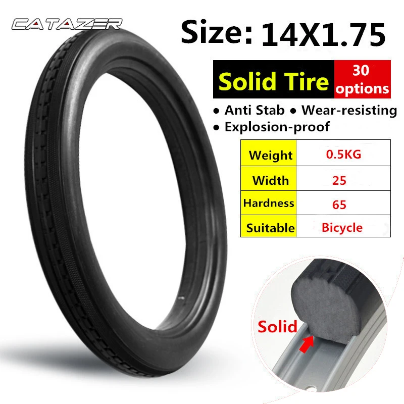 1pc 24*1 3/8 MTB Bike Bicycle Cycling Tire Solid Tube Explosion-Proof Tyre PU