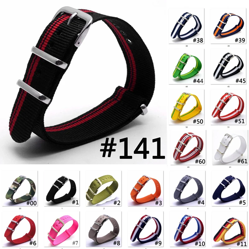 Повседневное 20 мм черный красный в полоску нейлоновая ткань парусина