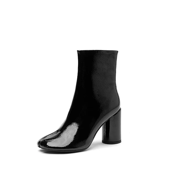 Black short plush SOPHITINA/Женские ботильоны новейшие на весну и осень 2019г. Ботинки женские из лакированной кожи на ворсине. Обувь женская модная с молнием сбоку на среднем каблуке. Модная обувь женская с квадрадным носком. SO222 - Цвет: Black short plush