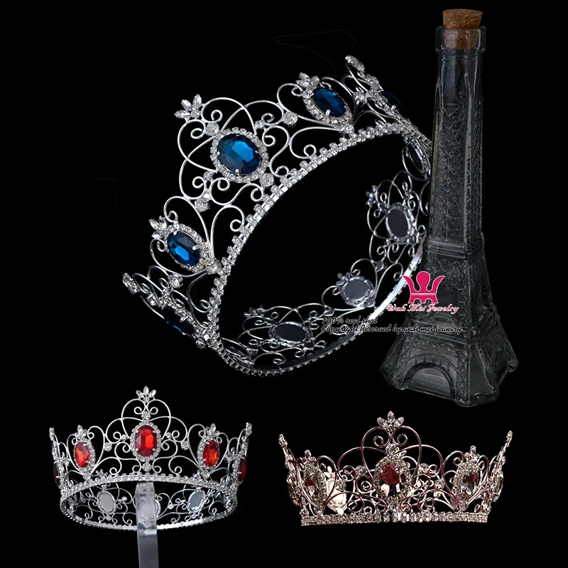 

Australia Rhinestone Big Round Tiara Headdress Beauty Pageant Crown All Round Hairstyle Fashion Jewelry Beauty Women's Hair Crow