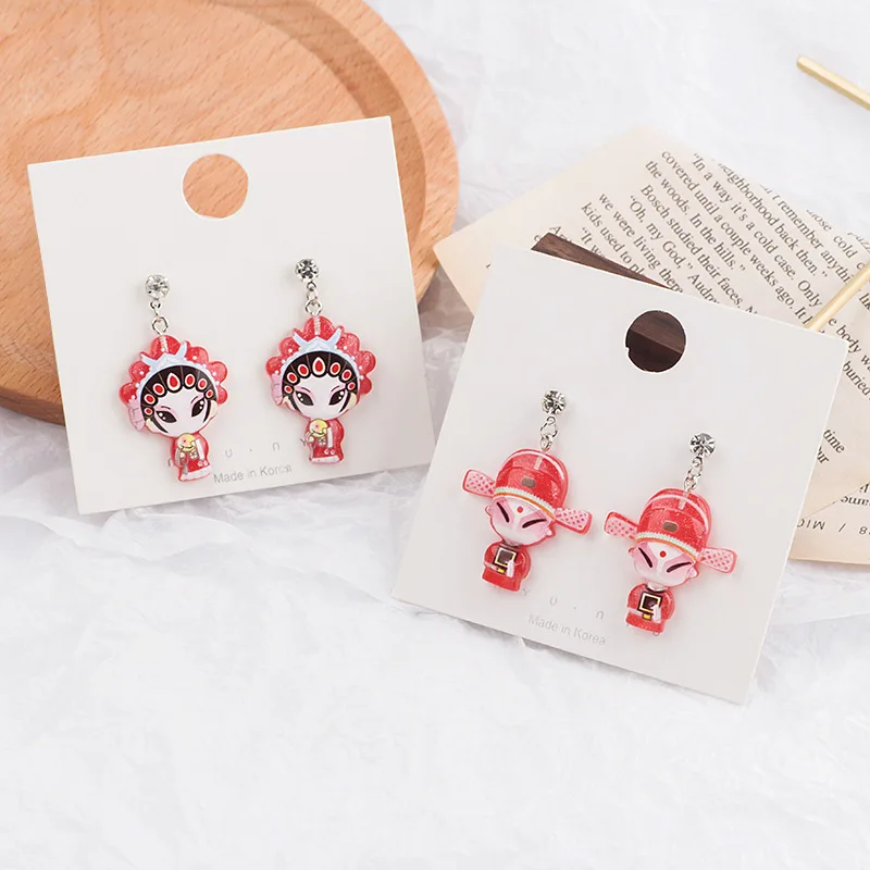 2019 модные красные полимерные серьги в китайском стиле милые Асимметричные