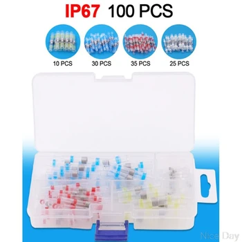 40個熱収縮バット端子防水絶縁スプライスケーブルはんだシールワイヤーコネクタキット26-1