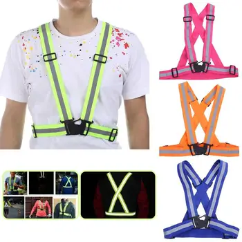 

1Pc Reflective Vest Adjustable Reflective Safety Security High Visibility Vest Gear Stripes
