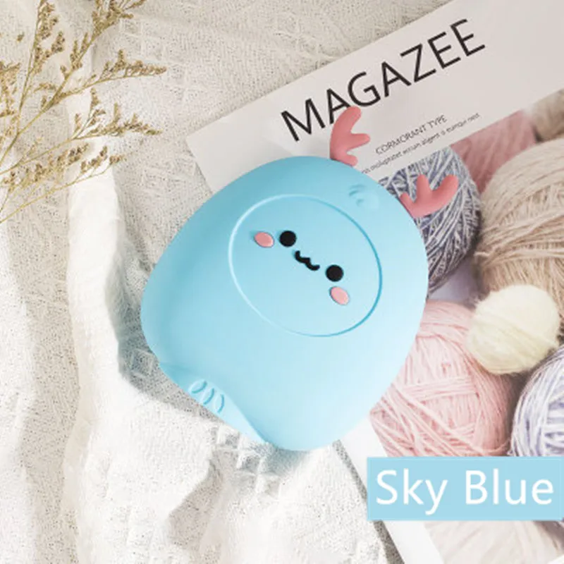 Sky Blue Силиконовая грелка с милым оленем, Подогрев воды, сумка для воды, микроволновое отопление, безопасность, взрывозащищенный - Цвет: Sky Blue