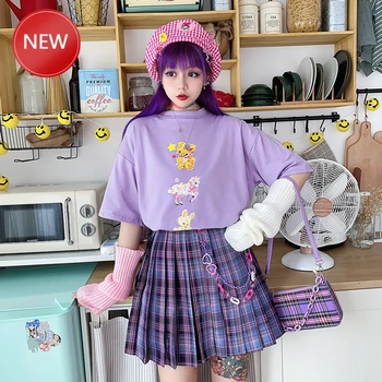 

SkirtJapanse Afdeling Yuansu Plaid Paars Aarde Cool Girl College Meisje Zomer Rokken Een-Woord Plooirok