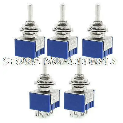 

5 Pieces DPDT ON-ON 3 Pin Panel Mounted Toggle Switch 6A AC 125V