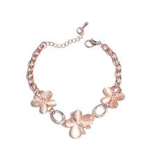 Новые ювелирные изделия из шампанского золота простой браслет цветок бабочка женская одежда браслет ювелирные изделия 1 шт