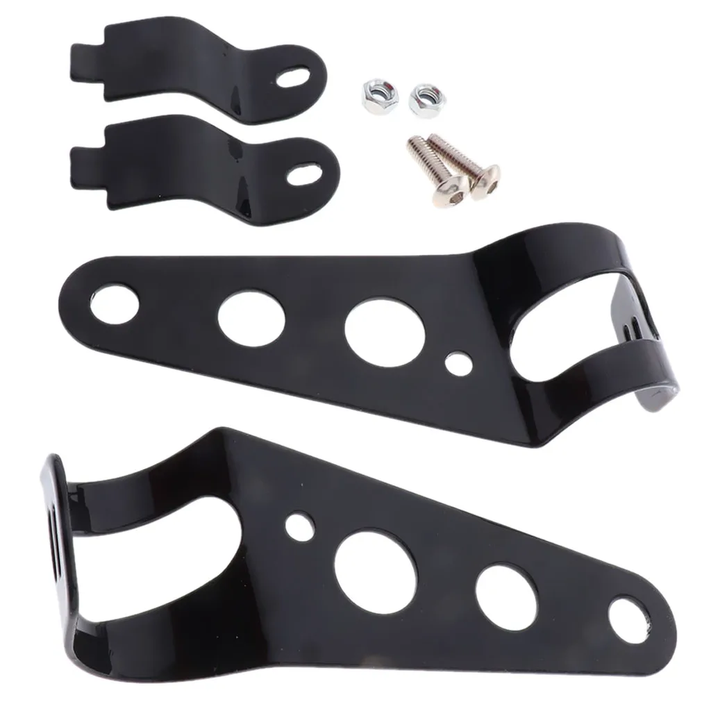Aluminum Alloy Fork Ear Headlight Side Mount Clamp Brackets for Motorbike Chopper Bobber Café Racer (BLACK)