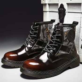 

Spring/Autumn Fashion Men Footwear Brown Wine red Mens Motorcycle Boots Top Quality Work Boots For Men Leather Vintage Men Boots