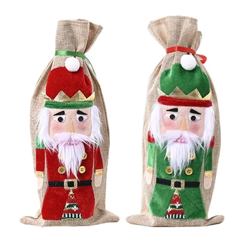 

2 Pcs Santa Holiday Home Party Xmas Table Decor Bags Christmas Red Wine Bottle Cover