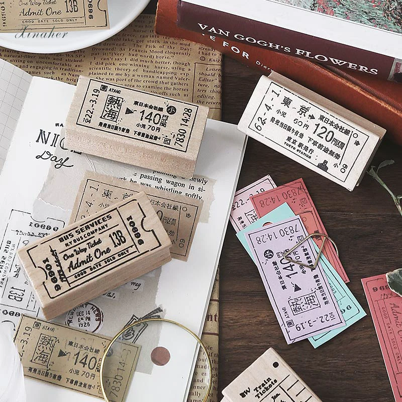 XINAHER винтажная серия для оформления билетов деревянные резиновые штампы для Scrapbooking канцелярских товаров DIY ремесло Стандартный штамп