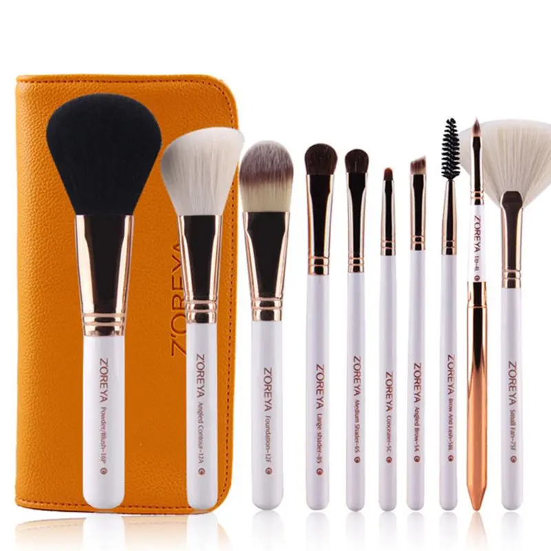 y 10Pcs Beauty Makeup Brushes Set Powder Foundation Eyeshadow Eyebrow Professional Make Up Tools - Handle Color: y