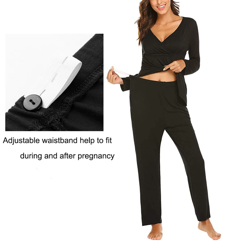 Benemaker Материнство Грудное вскармливание костюмы для женщин с длинным рукавом футболка+ эластичные брюки Одежда для беременных женщин уход YC012