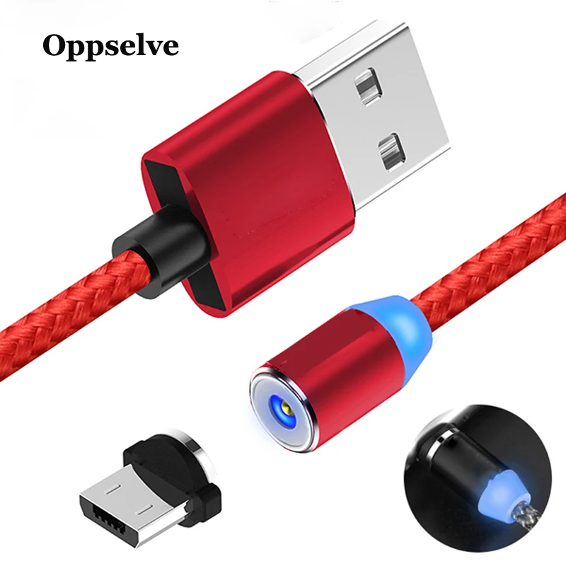 

Oppselve Magnetic Micro USB Cable 2A Fast Charging 1M 2M LED Magnet Charger Cable For Xiaomi 4X Huawei P8 Lite Samsung Data Cabo