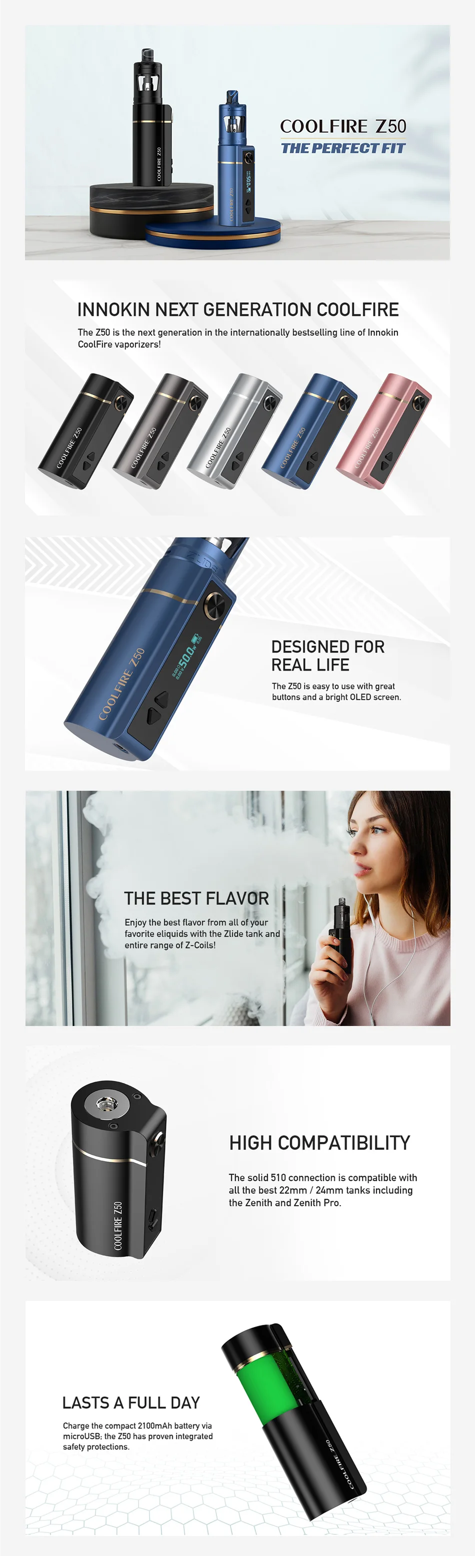 Innokin Coolfire Z50 VW Kit With Zlide Tube Tank