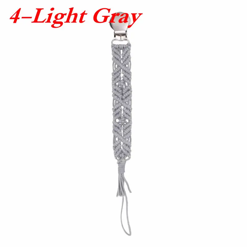 4 Light Gray Винтажная простая вязаная крючком хлопковая Соска-пустышка, Детская Хлопковая цепочка с кисточками для соска для новорожденного, соска, жевательная игрушка, пустышки, клипсы - Цвет: 4 Light Gray