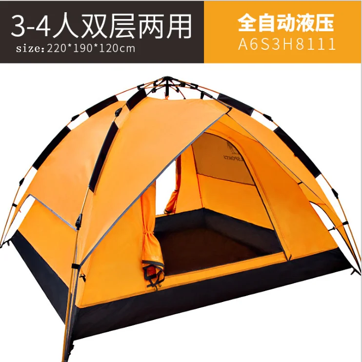 A6S3H8111 oange Открытый кемпинговый тент 1-4 человек туристический 4 сезона семейный туристический пляжный кемпинговый тент легко открытый садовый тент от солнца - Цвет: A6S3H8111 oange