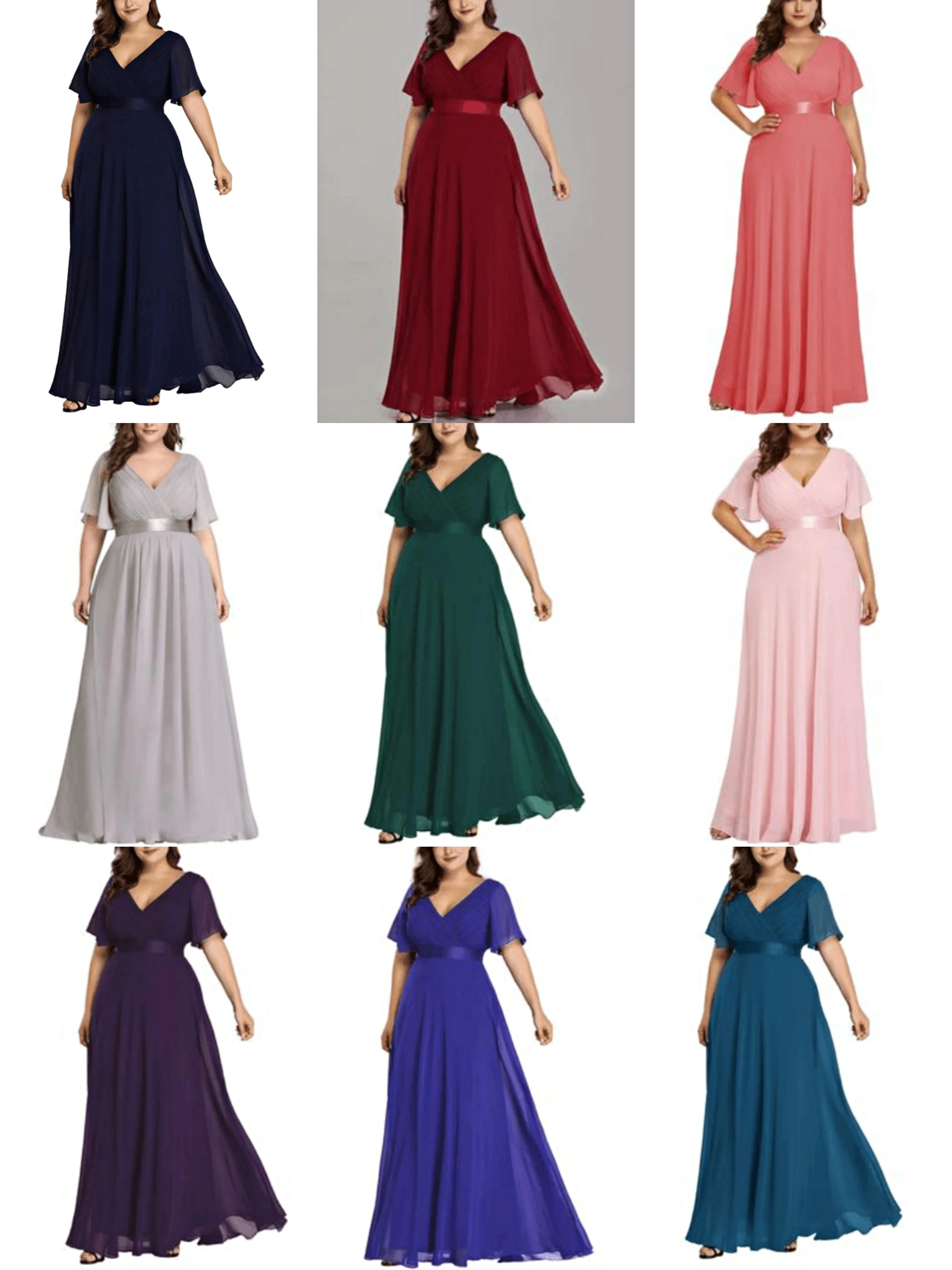 

Женское шифоновое вечернее платье Ever Pretty, элегантное бальное платье с V-образным вырезом, оборками, для вечеринки, 2022