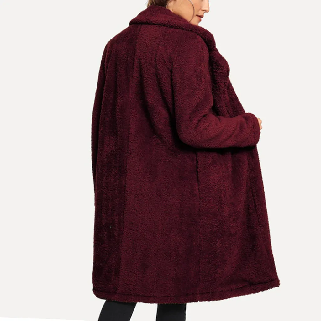 Feitong/Новое плотное шерстяное пальто, Женское пальто с длинным рукавом и отложным воротником, верхняя одежда, куртки, теплое осенне-зимнее элегантное пальто