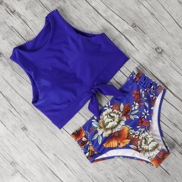 B3735NB Купальник женский леопардовый с высокой талией бикини с рюшами Цветочный купальник женский бикини пуш-ап размера плюс купальник в полоску купальный костюм - Цвет: B3735NB