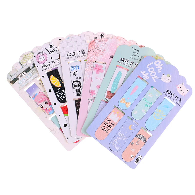 

6pcs/Set Kawaii Magnetic Bookmarks Books Marker of Page Stationery School Office Supply