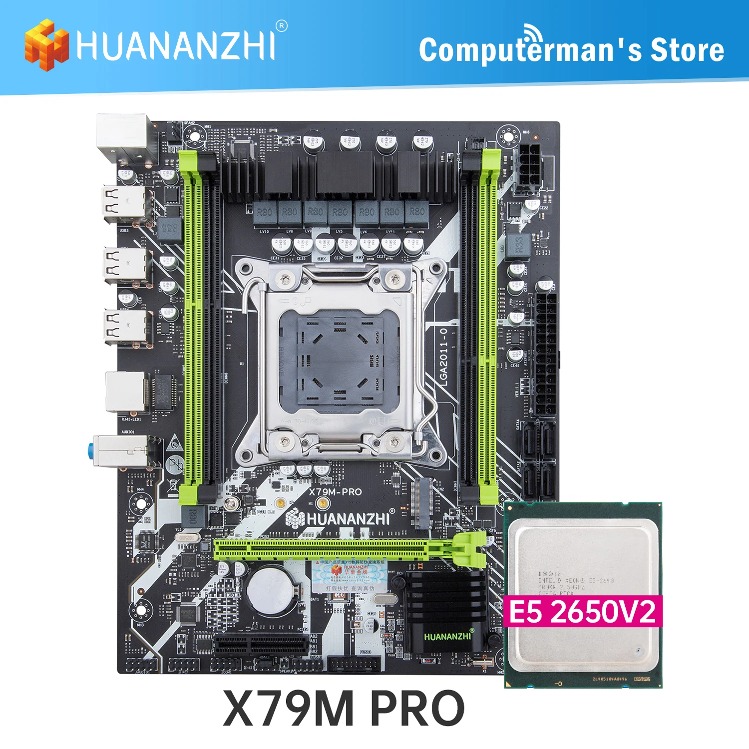 Комплект материнской платы HUANANZHI X79M PRO X79 комплект с Intel XEON E5 2650 V2 поддержка DDR3 RECC не