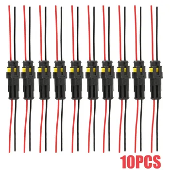

10pcs 2 Pin Way Waterproof Electrical Wire Connector Plug 10A Automotive Connector Car Plug Universal for Car Auto Motorcycle