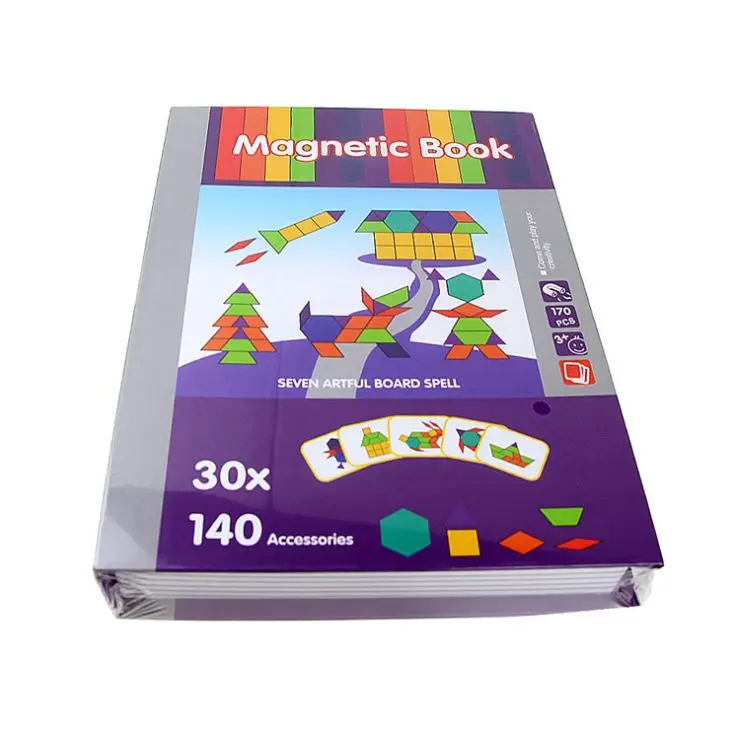 3D Магнитная головоломка, игрушка, головоломка для детей, магнитная книга, Обучающие Развивающие игрушки, когнитивные ролевые игры, настольная игра, детские подарки - Цвет: Geometric Tangram