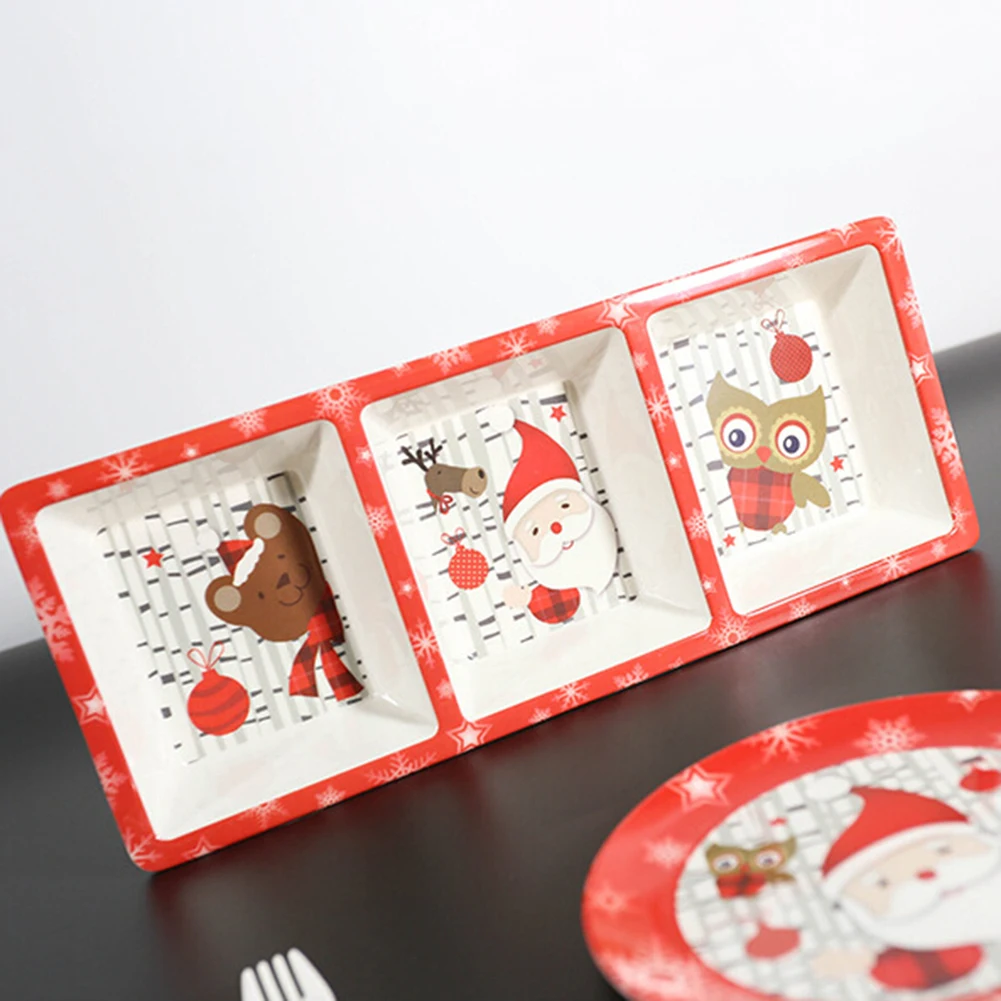 nice 10Pcs Dinnerware Baby Tableware Sets Christmas Santa Claus Design Dish Bowl Fork Spoon Cup for Kids Baby Christmas Gift