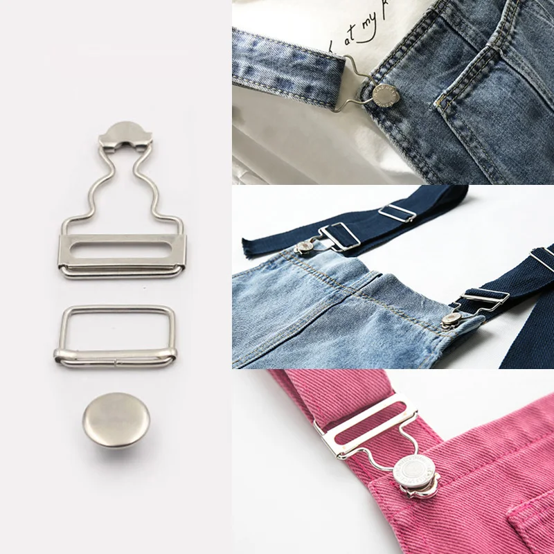 Suspenders Buckle Fastener Hook Metal Button for DIY Handmake Sewing Accessories 2Pcs metal buckle