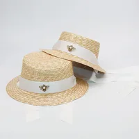 New Fashion Bee Long Ribbon Girls Sun Hats Women Summer Straw Beach Hats Parent-child Hat Children Visor Cap Wholesale NH818 5