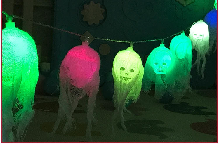 Лампочки для Хэллоуина новинки светодиодная гирлянда Хэллоуин декоративные светодиодные фонари череп лампа струна ужас праздник светодиодная гирлянда