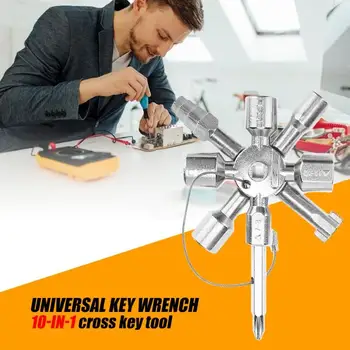 

10 in 1 Universal Multi-functional Triangle Key Wrench Plumber Triangle Cabinets Strong Sturdy Portable Hand Tool