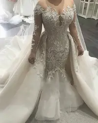 Великолепная верхняя юбка русалка свадебное платье блестящего размера плюс аппликация Страна Свадебные платья с бисером с длинным
