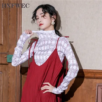 

2019 Autumn and winter print high-elastic and comfortable slim long-sleeved T-shirt bottoming shirt F978