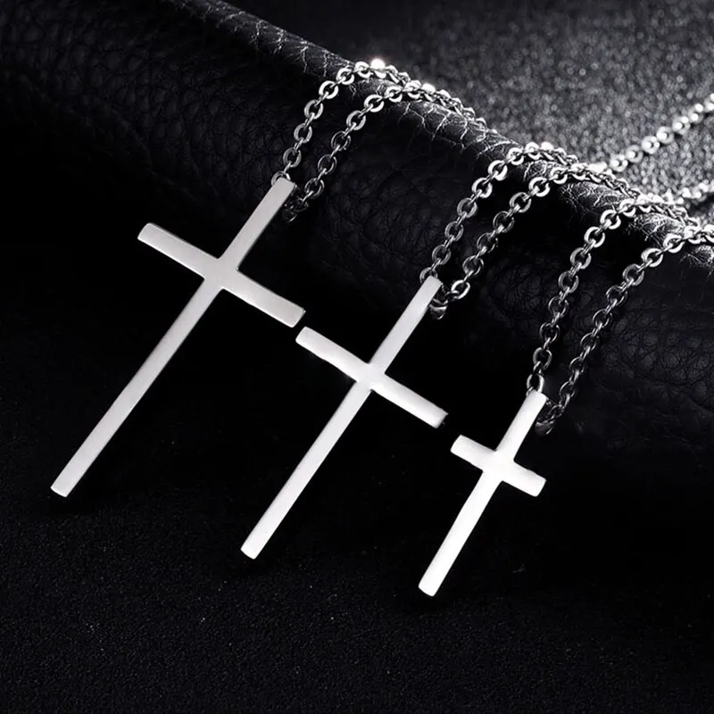Titanium Steel Cross Pendant Necklace for Men Women Minimalist Jewelry Male Female Prayer Necklaces Chokers Trend Color Gift