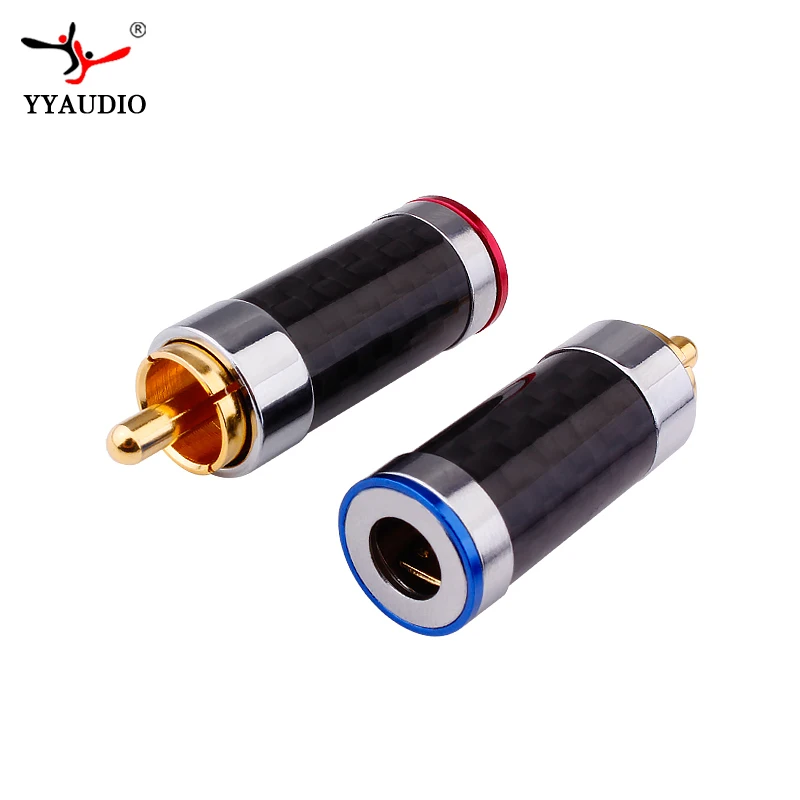 YYAUDIO разъем RCA штекер из углеродного волокна позолоченный штекер HiFi аудио разъем динамик RCA разъем адаптер припой провода RCA Termina
