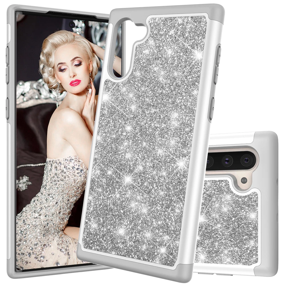 

Glitter Phone Cases for Samsung Galaxy Note10 Note10 Plus Note10 Pro Case Luxury Bling Dual Layer Hybrid Hard PC TPU Funda Coque