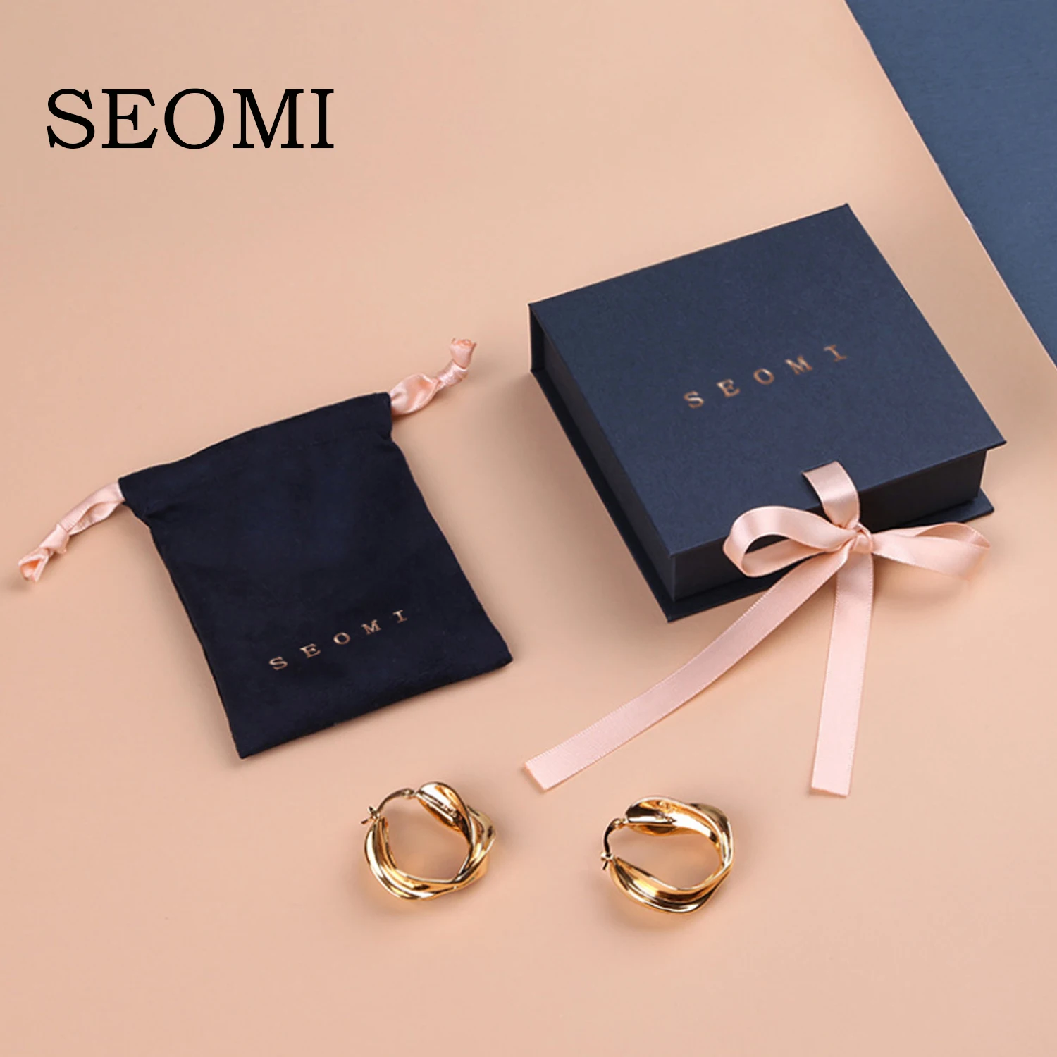 SEOMI Pink Ribbon Paper Box Pouch For Braceles Charms Rings Earrings Women Outer Packaging | Украшения и аксессуары
