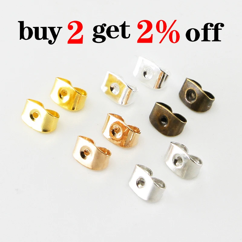 200pcs/lot Earring Studs Backs Stopper Scrolls Ear Post Butterfly For Jewelry Making DIY Blocked Caps Earring Backs Stoppers Ear