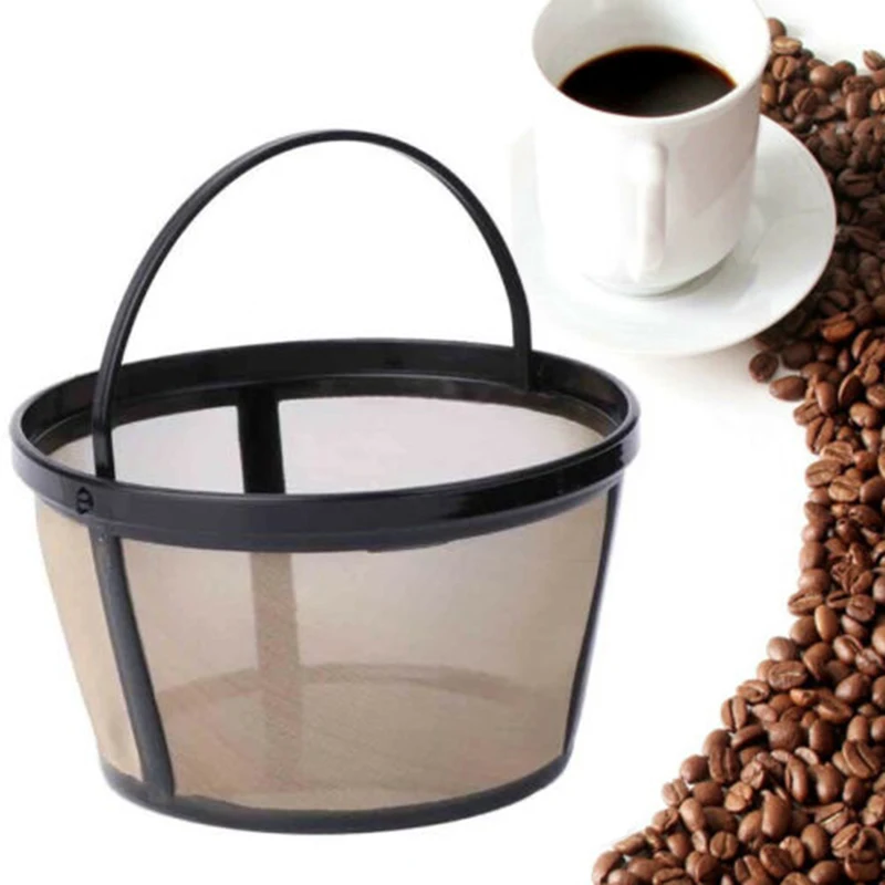 10-12 Cup Coffee Filter Basket Style Reusable Stainless Steel Cylinder Mesh Tool Good Water Permeability | Дом и сад