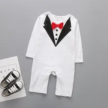 Одежда для новорожденных; комбинезоны для маленьких мальчиков с длинными рукавами и галстуком-бабочкой; комбинезоны для новорожденных; Костюм Джентльмена; одежда;# LR2