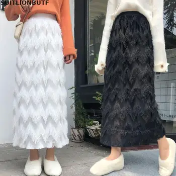 

Summer Autumn Pleated Skirt Womens Sweet High Waist Skirt Tassel Long Skirts New Fashion Korean Elegant Fairy Skirt Female