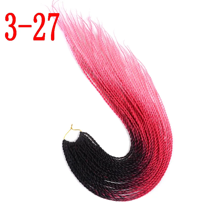 3-27 MERISIHAIR Ombre Сенегальские крученые волосы на крючках косички 24 дюйма 30 корней/упаковка синтетические косички волосы для женщин серый, синий, розовый, бро - Цвет: 3-27